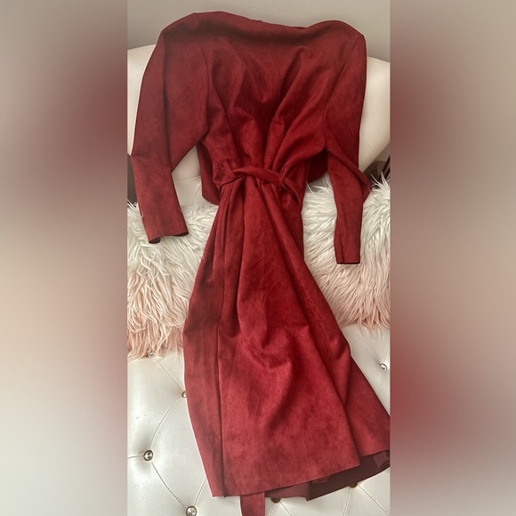 NEW Just Fab Faux Suede Orange Spice Waterfall Long Coat Size 2X - Picture 3 of 16